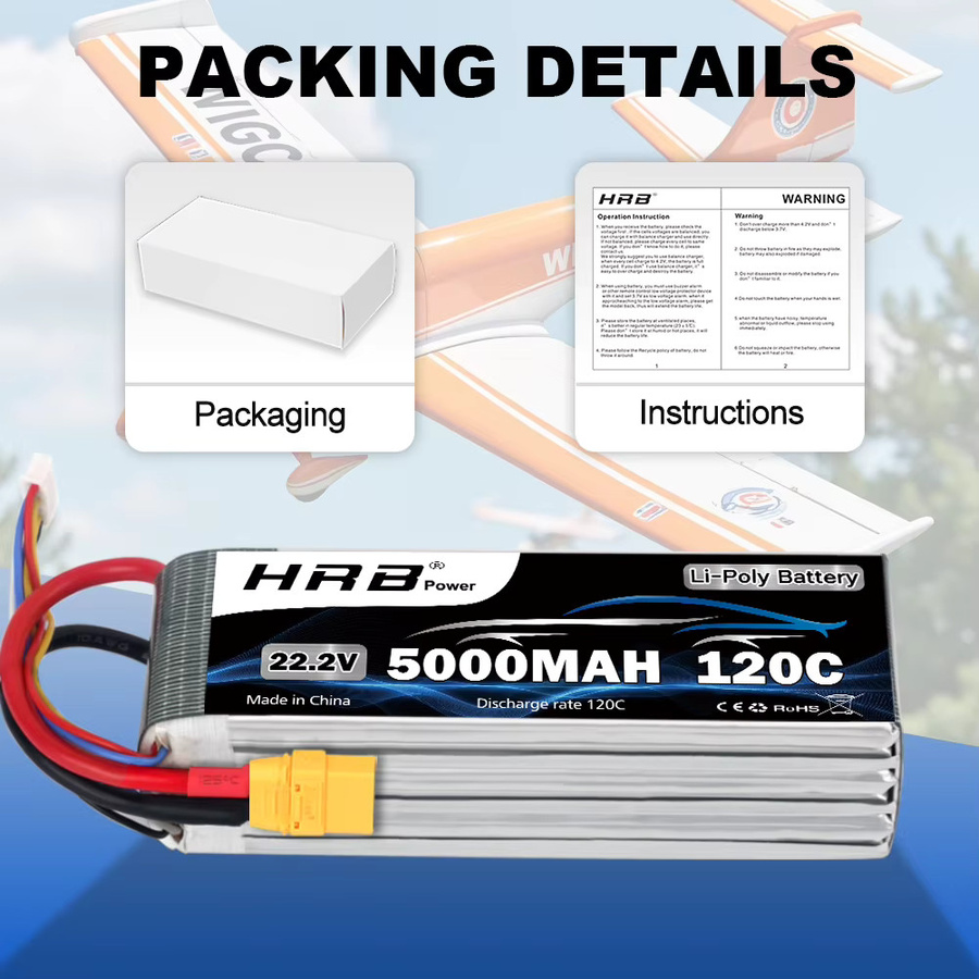HRB Lipo Batterie 22,2 v 5000 mah, Drone Batterie, mit XT90 Stecker - Bild 5