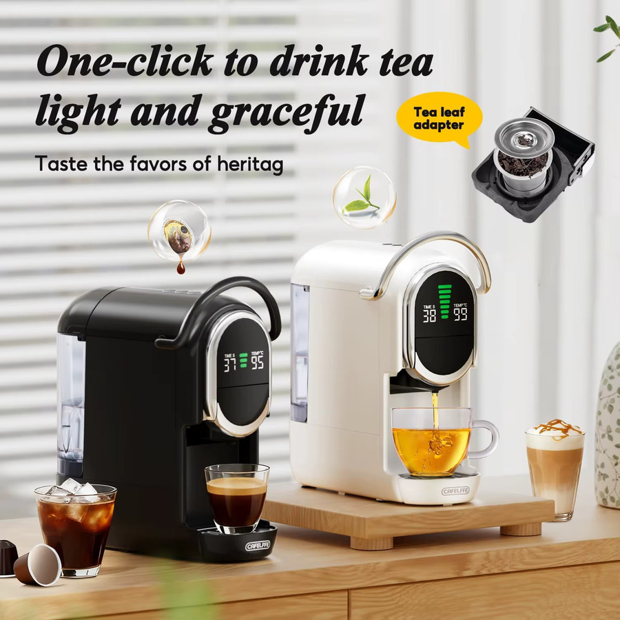 CAFELFFE MK-609S Upgrade 6-in-1 Kapsel-Kaffeemaschine in Schwarz mit 7-stufiger Kaffeevolumen- und Temperatureinstellung sowie automatischer Druckentlastung für Nespresso Original, Dolce Gusto, K-Cup Kapseln, ESE 44mm Pods und Teeblätter - Bild 3