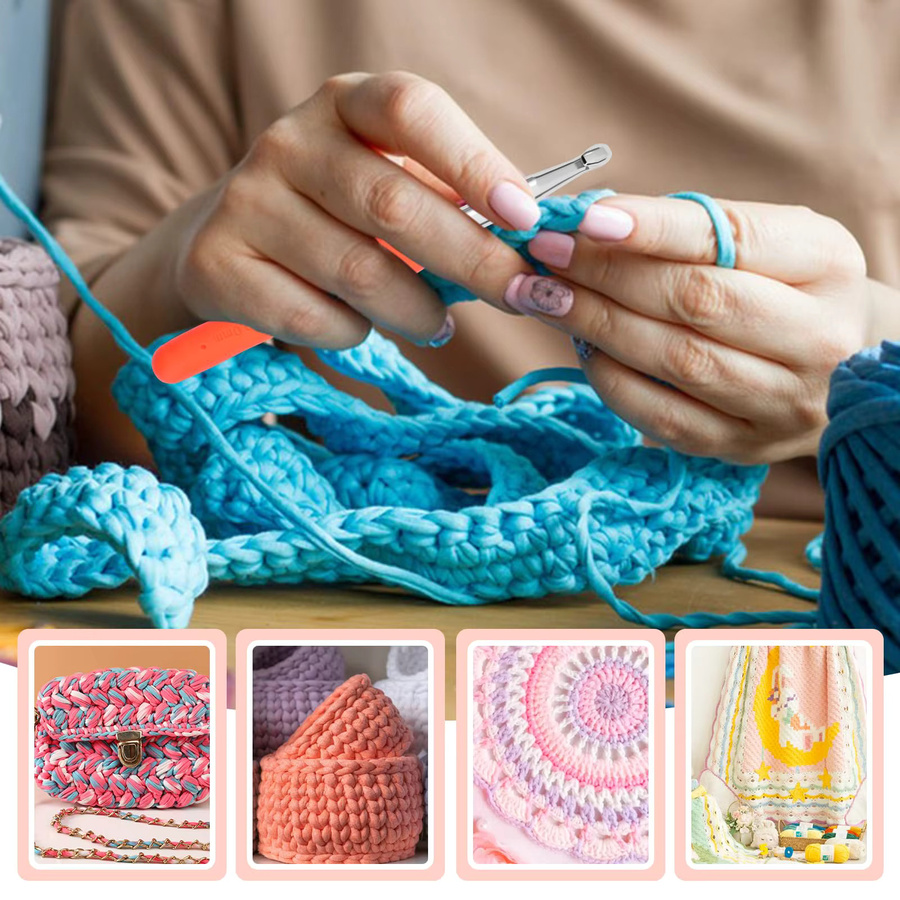 NOTIONSLAND Ergonomisches Häkelnadel-Set für arthritische Hände mit Zubehör, 6,5–10 mm, Multicolour - Bild 2