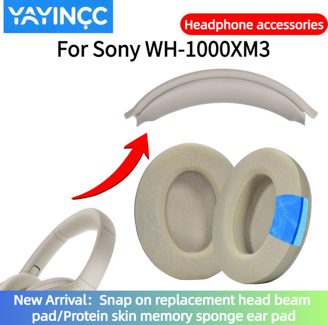 Sony Ersatz Ohrpolster aus Proteinleder in Gold für WH-1000XM3 Over-Ear Headset - Bild 1