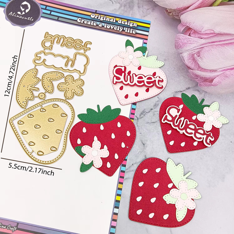 Alinacutle Erdbeer Metall-Stanzform für Bastelarbeiten, Scrapbooking und DIY-Grußkarten - Bild 2