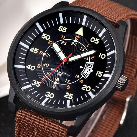 tonfeili Armbanduhr Edelstahl, Quarz, 42 mm, Herren, Schwarz, Textil/NATO - Bild 1