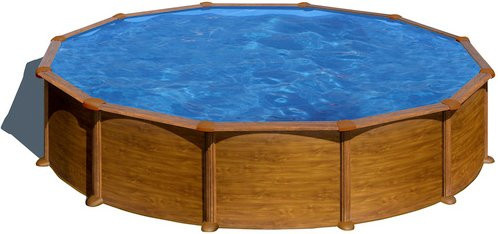 GRE Rundpool Mauritius in Holzoptik, Farbe Braun/Blau, Durchmesser: 550 cm, Höhe: 132 cm - Bild 1