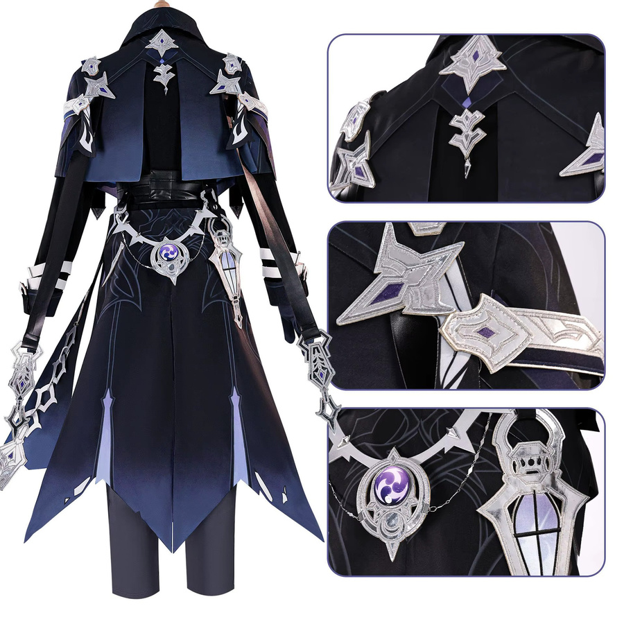 MiHoYo Genshin Impact Kyryll Chudomirovich Flins Cosplay-Kostüm, Komplettes Set, Fantasy, Schwarz - Bild 4