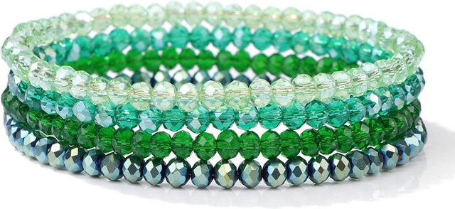 Armband-Set 4 Stück, Kristallglas, Bunt, 19cm, Damen - Bild 1