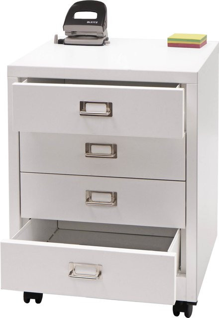 Rollcontainer MCW-L49 aus Metall mit 4 Schubladen in Weiß, B/T/H: 55 x 40 x 41 cm - Bild 1