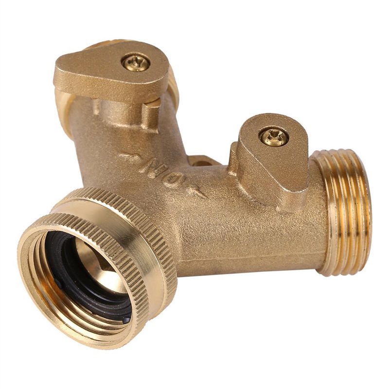 TOMTOP JMS 2-Wege-Ventil-Schlauchsplitter aus Messing in Gold, 3/4 Zoll Anschluss für Gartenbewässerung - Bild 4