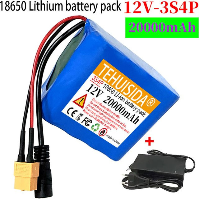 TEHUISIDA Tragbarer 12 V Li-Ionen-Akku mit Ladegerät, 20000 mAh, 12,6 V, Blau - Bild 1