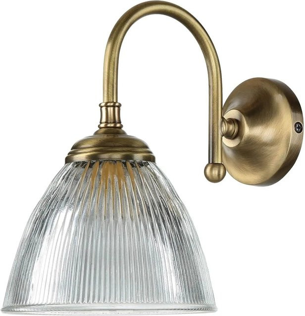 Wandleuchte Giovanni Battista aus Messing und Glas in Bronze und Gold im Jugendstil mit E14 Fassung, Höhe: 20,5 cm - Bild 1