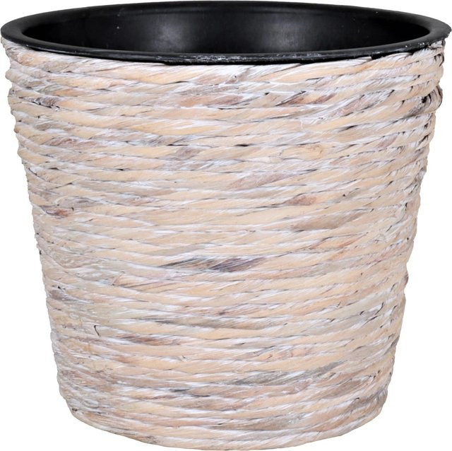 A.H.G. Übertopf Sticking Roll aus Wasserhyazinthe in Waschweiß, Durchmesser: 16 cm, Höhe: 14 cm - Bild 1