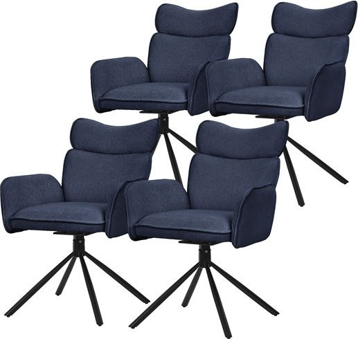 4er Set Esszimmerstühle ML-Design drehbar in Dunkelblau mit Rücken- und Armlehnen - Bild 1