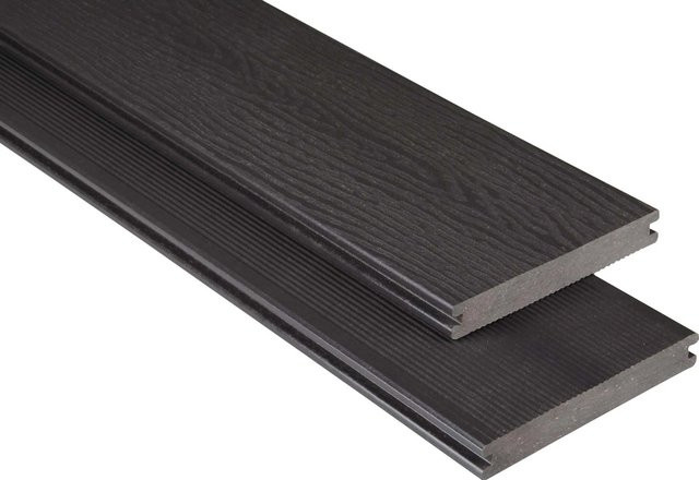 Kovalex WPC Terrassendiele Massiv Struktur Graubraun B: 14,5 cm, H: 2 cm, L: 230 cm - Bild 1