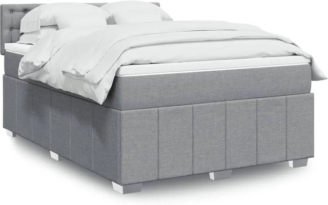 vidaXL Boxspringbett Hellgrau mit Matratze und USB-Ladeport sowie Unterbettbeleuchtung, B/T: 160 x 200 cm - Bild 1