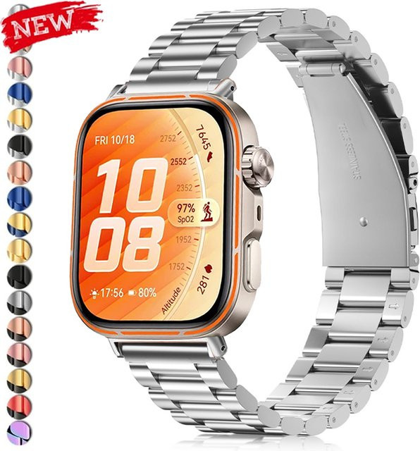 CAOWTAN Uhrenarmband Edelstahl, Silber, für Huawei Watch Fit - Bild 1