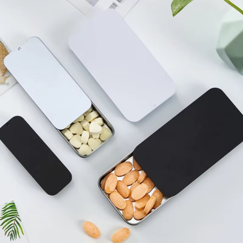 Tragbare Blechdose aus Metall in Silber als Mini-Organizer für Süßigkeiten und Heim- oder Bürogebrauch - Bild 5