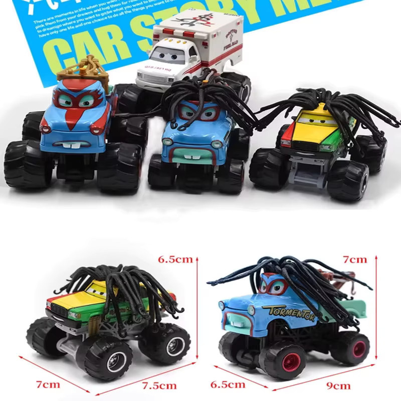 TAKARA TOMY Disney Pixar Cars Lightning McQueen und Jackson Storm Big Wheel Offroad-Fahrzeug Set mit Pullback-Funktion - Bild 3