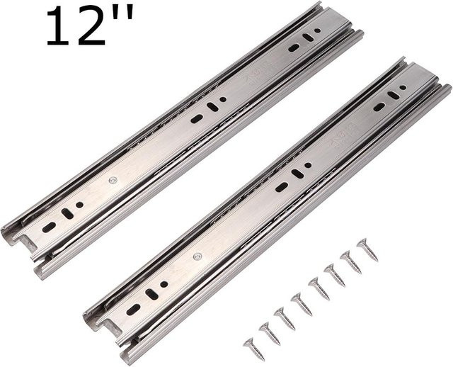 CosyHome 3-teilige Edelstahl Schubladenschienen in Silber, ungedämpft mit Kugellagerung - Bild 1