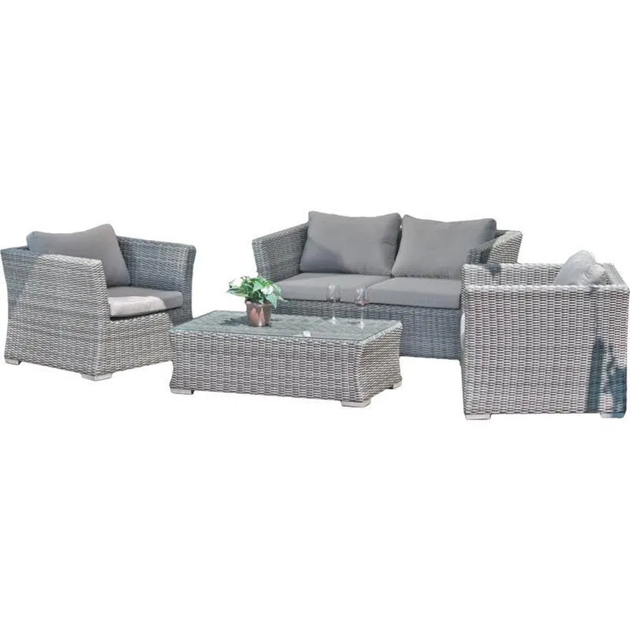 DELUKE Gartenloungeset ULRIK 4-tlg. aus Kunststoffgeflecht HDPE und Aluminium in Grau - Bild 2