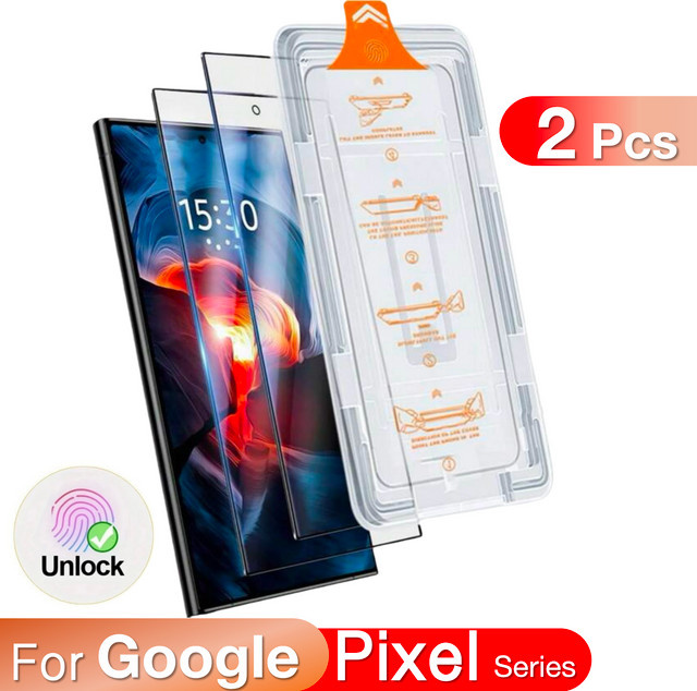 2er-Set Displayschutzfolie aus gehärtetem Glas für Google Pixel 9 Pro XL, 8, 8a, 9a, 7, 7a, 6a, 5G, transparent - Bild 1