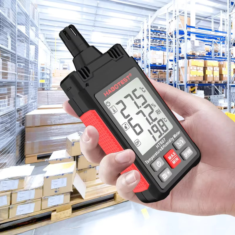 HABOTEST HT607 Digitales Psychrometer Thermometer Hygrometer mit Hintergrundbeleuchtung in Schwarz zur Messung von Temperatur, Luftfeuchtigkeit und Taupunkt - Bild 6