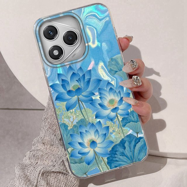 Handyhülle mit blauem Lotuspflanzen-Mädchen Design für Honor Modelle 5G - Bild 1