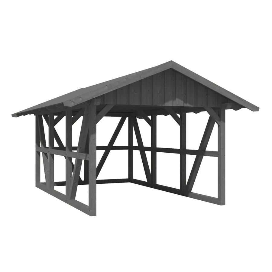 Skan Holz Carport Schwarzwald aus Fichtenholz mit Dachschalung und Rückwand in Grau, B/T: 424 x 600 cm - Bild 2
