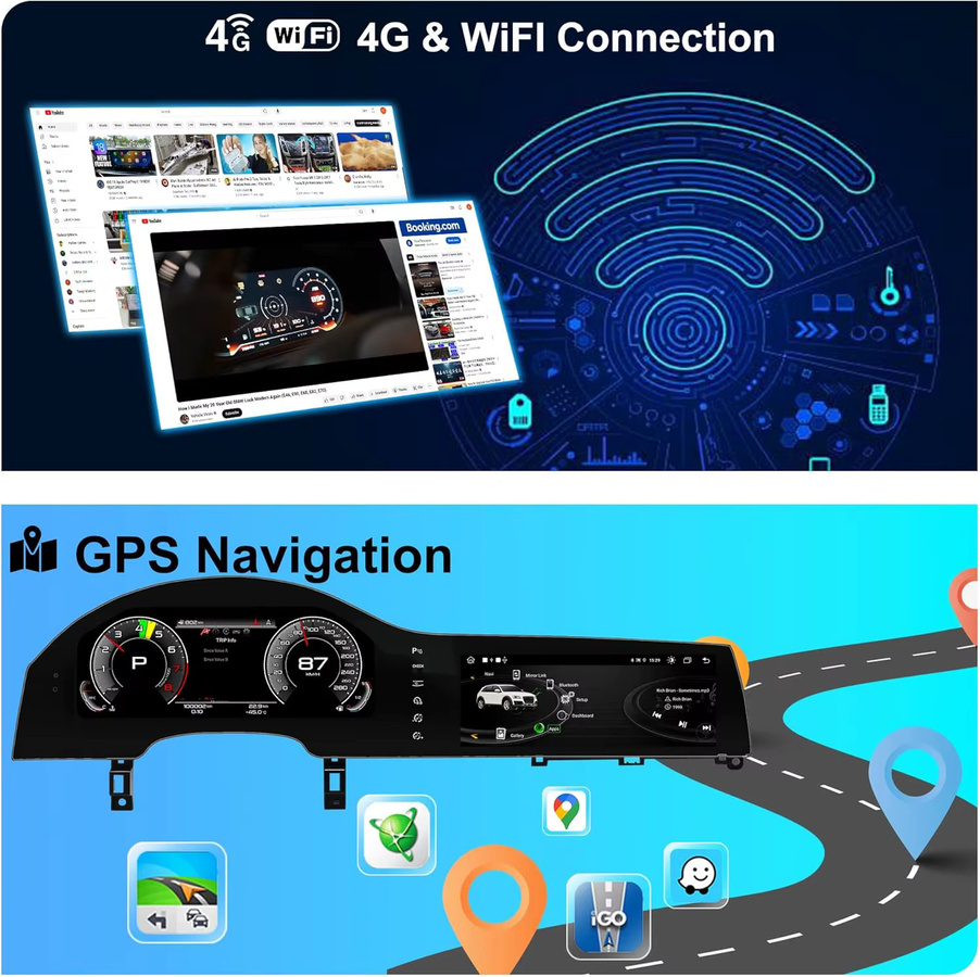 Digitales Kombiinstrument für Audi Q7 4L 2005-2015 mit Android Radio, Wireless CarPlay, GPS und Bluetooth in Schwarz - Bild 4