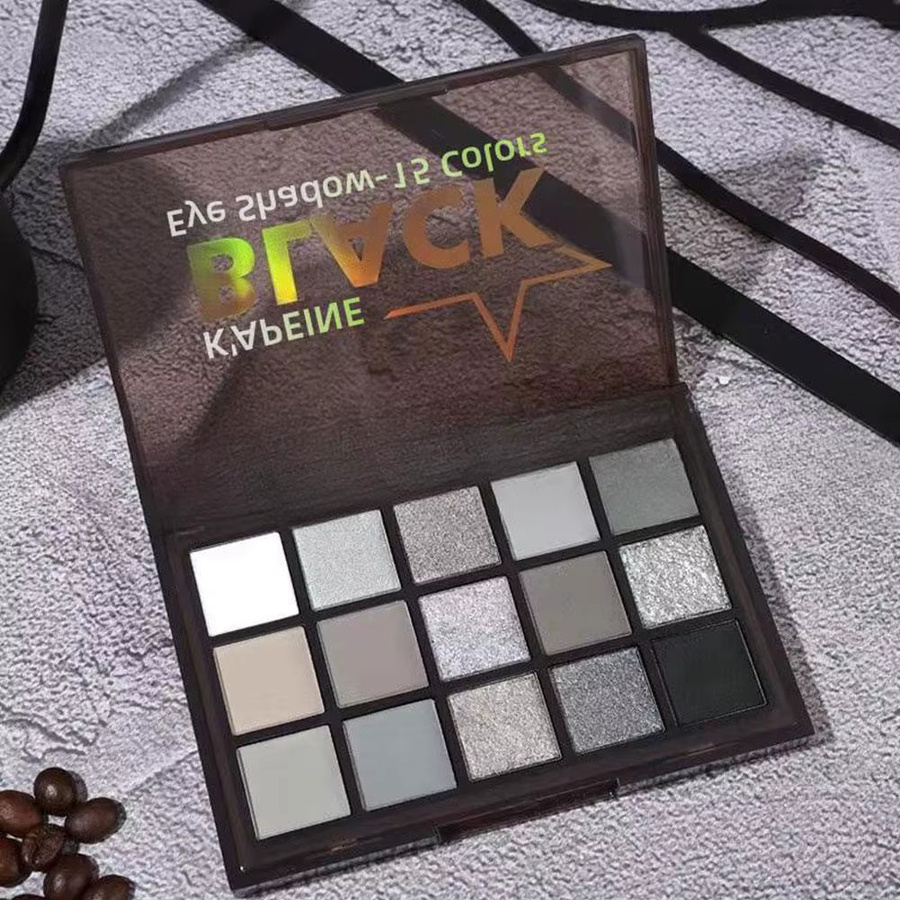 K'apeine Smokey Black Lidschatten-Palette, 15 Farben, Matt - Bild 4
