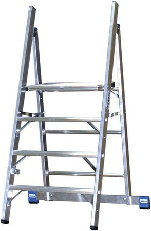 Krause Tritt MONTO 4-stufige Aluminium Leiter in Silber bis 150 kg
