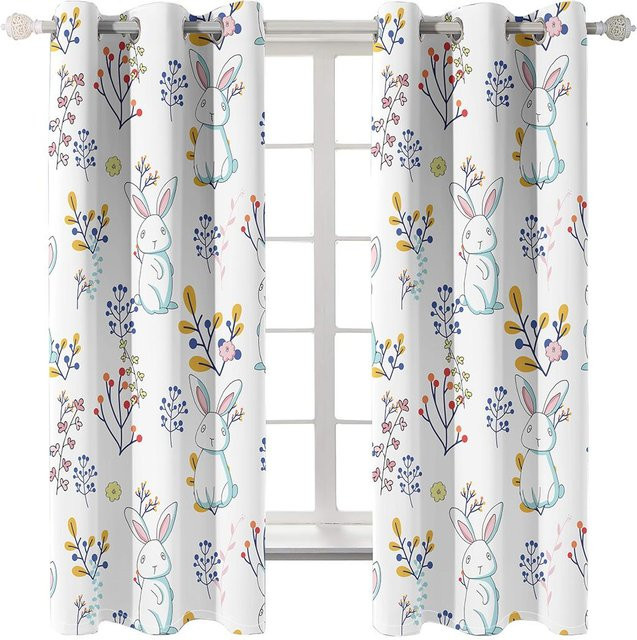 Yiran Furniture Vintage Blumenmuster Fenstervorhänge aus Polyester, 2 Stück, Weiß, B: 50 cm, H: 130 cm, inklusive Haken - Bild 1