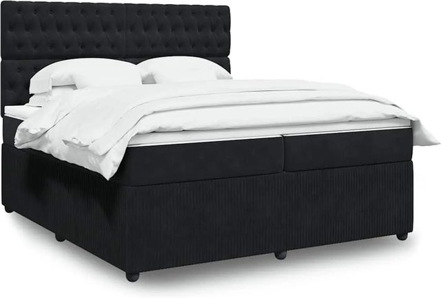 vidaXL Boxspringbett mit Matratze in Schwarz aus Samt mit USB-Ladeport und Unterbettbeleuchtung B/T: 200 x 200 cm - Bild 1