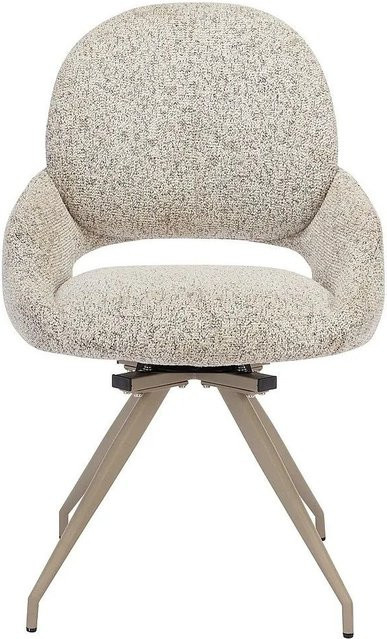 Vente-unique Stuhl Valiana in Cremefarben mit Tweed-Stoff und Metallgestell, drehbar, Höhe: 57 cm - Bild 1