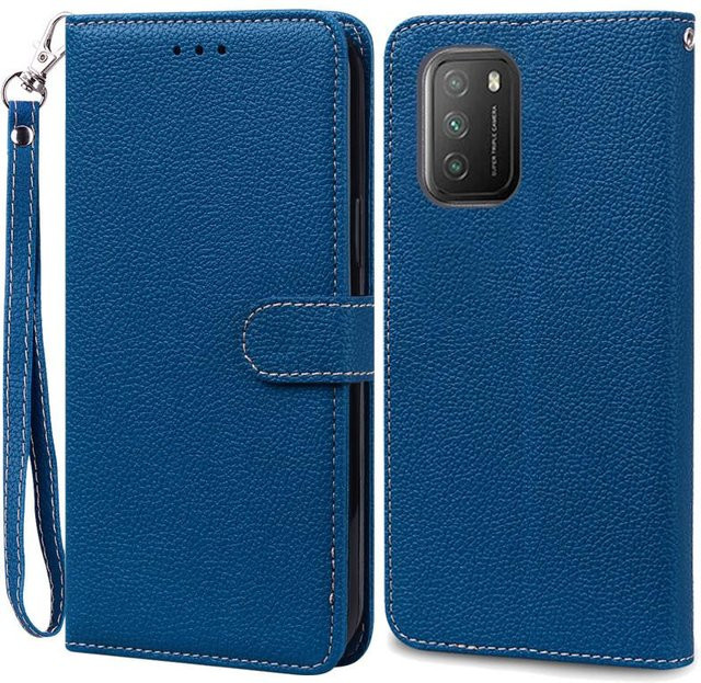 Retro Leder Klapphülle Geldbörse für Xiaomi Poco M3 und Poco M3 Pro 5G in Blau - Bild 1