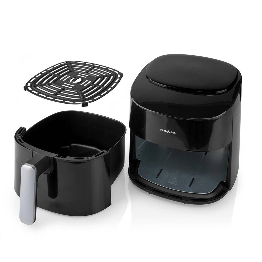 Nedis Heißluftfritteuse KAAF160BK Schwarz, 4,2 l, 1300W mit Timer und Digitalanzeige, B/T/H: 26 x 27 x 33 cm - Bild 2