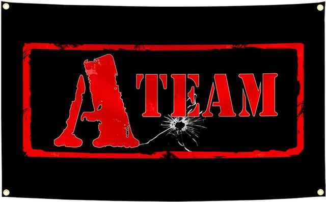 Die A-Team Flagge Wandteppich von JMG Household Supplies aus Polyester mit Digitaldruck für deine Garagenwandkunst oder Außen Dekoration, Breite: 90 cm, Höhe: 150 cm - Bild 1