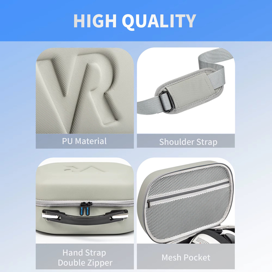 DEVASO Elite Kopfband Aufbewahrungstasche für Quest 3S, Pro, Quest 3 und Quest 2 VR Headset Zubehör in Grau - Bild 4
