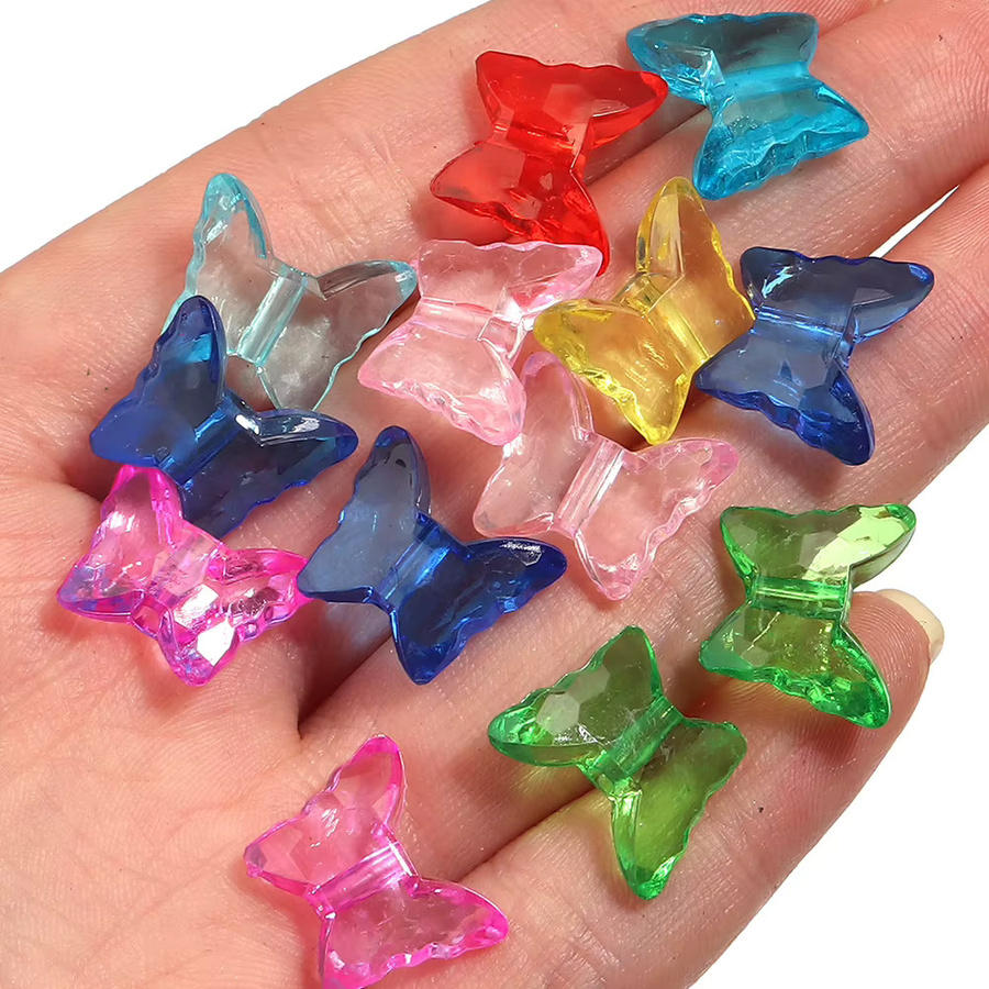 louleur Schmetterlingsperlen Acryl, bunt, 15 x 13 mm, Unisex - Bild 5