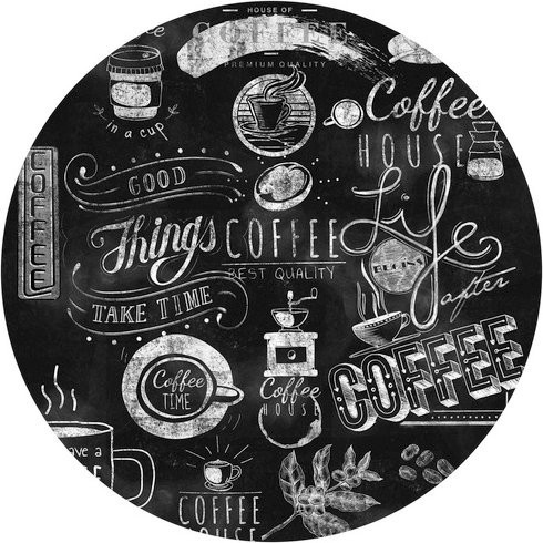 K&L Wall Art Runde Vliestapete für die Küche mit schwarzer Kaffeetafel in Mehrfarbig und Matt - Bild 1