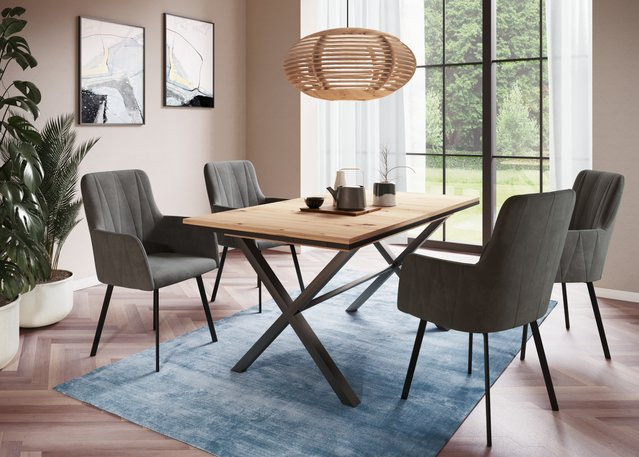 Essgruppe Hela Karina in Eiche und Anthrazit mit ausziehbarem Tisch und Stühlen, B/H/T: 200 x 76 x 90 cm - Bild 1