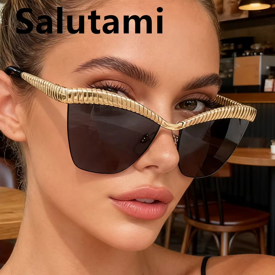 Salutami Cat-Eye-Sonnenbrille, Halbrand, Metall, Damen - Bild 3
