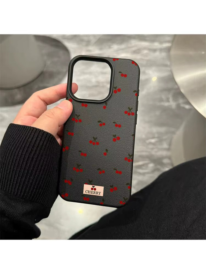 Stoßfeste Kirsch-Handyhülle für Apple iPhone in Schwarz - Bild 2