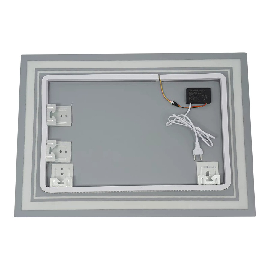 Bymaocar LED-Badezimmerspiegel mit Ringbeleuchtung in Silber und Weiß, Wandspiegel mit Touch-Bedienung und einstellbarer Lichtintensität, B/H: 70 x 50 cm - Bild 2