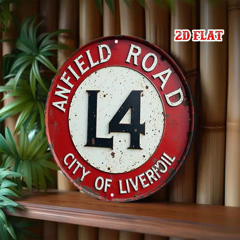 Potdemiel Vintage Liverpool Anfield Road Rundes Aluminiumschild in Rot, Durchmesser: 20 cm - Bild 5