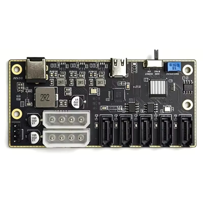 USB-C-zu-USB-5-SATA-Erweiterungskarte mit JMS580 JMB575 Chipsatz, 5-Port-Multi-Disk-SATA-Adapter in Schwarz - Bild 2
