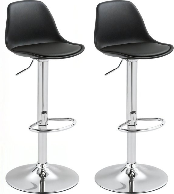 HOMCOM Barhocker mit Stahlgestell und Kunstleder in Schwarz, B/T/H: 38 x 42 x 82-104 cm - Bild 1