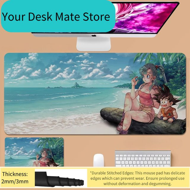 Bandai Mauspad mit Dragon Ball Anime-Motiven Son Goku Vegeta Bulma Broly in Multicolour als großflächige Tastaturpad und Bürotischunterlage - Bild 1