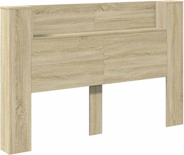 vidaXL Kopfteil Bett in Sonoma-Eiche mit integrierter Beleuchtung und Ablage, B/H/T: 160 x 103,5 x 16,5 cm - Bild 1