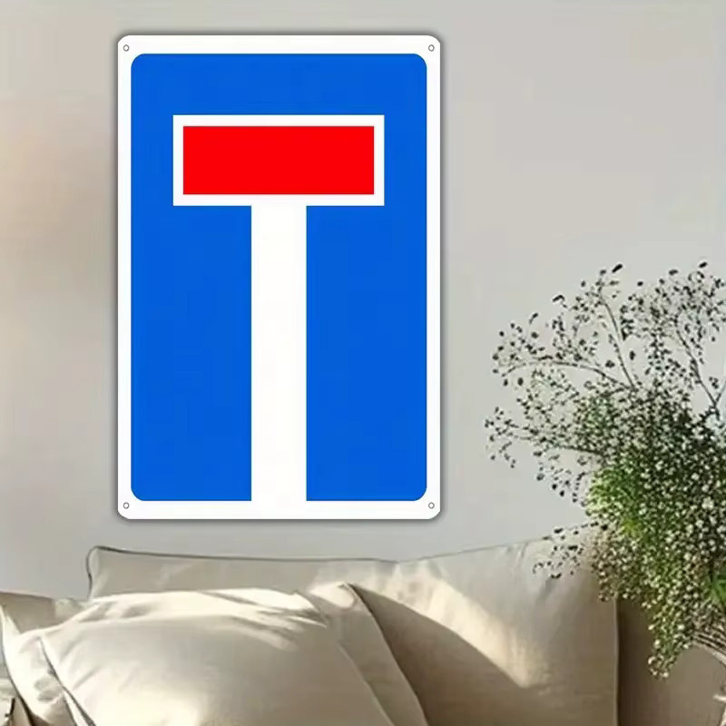 Vintage Dead-End Straßenschild von CIFBUY als Wanddekoration aus Metall in Blau und Rot, B: 30,48 cm, H: 20,32 cm, T: 20,32 cm - Bild 5