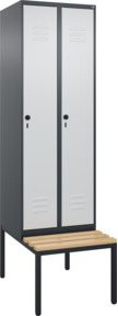C+P Spind Classic PLUS Garderobenschrank mit Sitzbank, 2 Abteile, Anthrazit/Grau/Schwarz, B/T/H: 212,0 x 60,0 x 81,5 cm - Bild 1