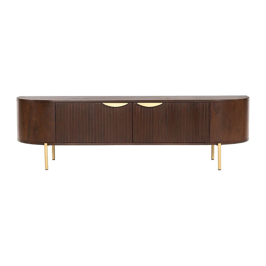 Vente-unique TV-Board Nevili aus Mango-Holz in Naturfarben Dunkel und Goldfarben, Breite: 160 cm - Bild 2